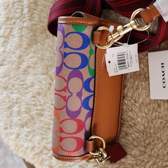 Gorgeous NWT Coach Rainbow Saddle Crossbody Bag with Guitar Strap ❤️🌈💜 - Picture 7 of 16